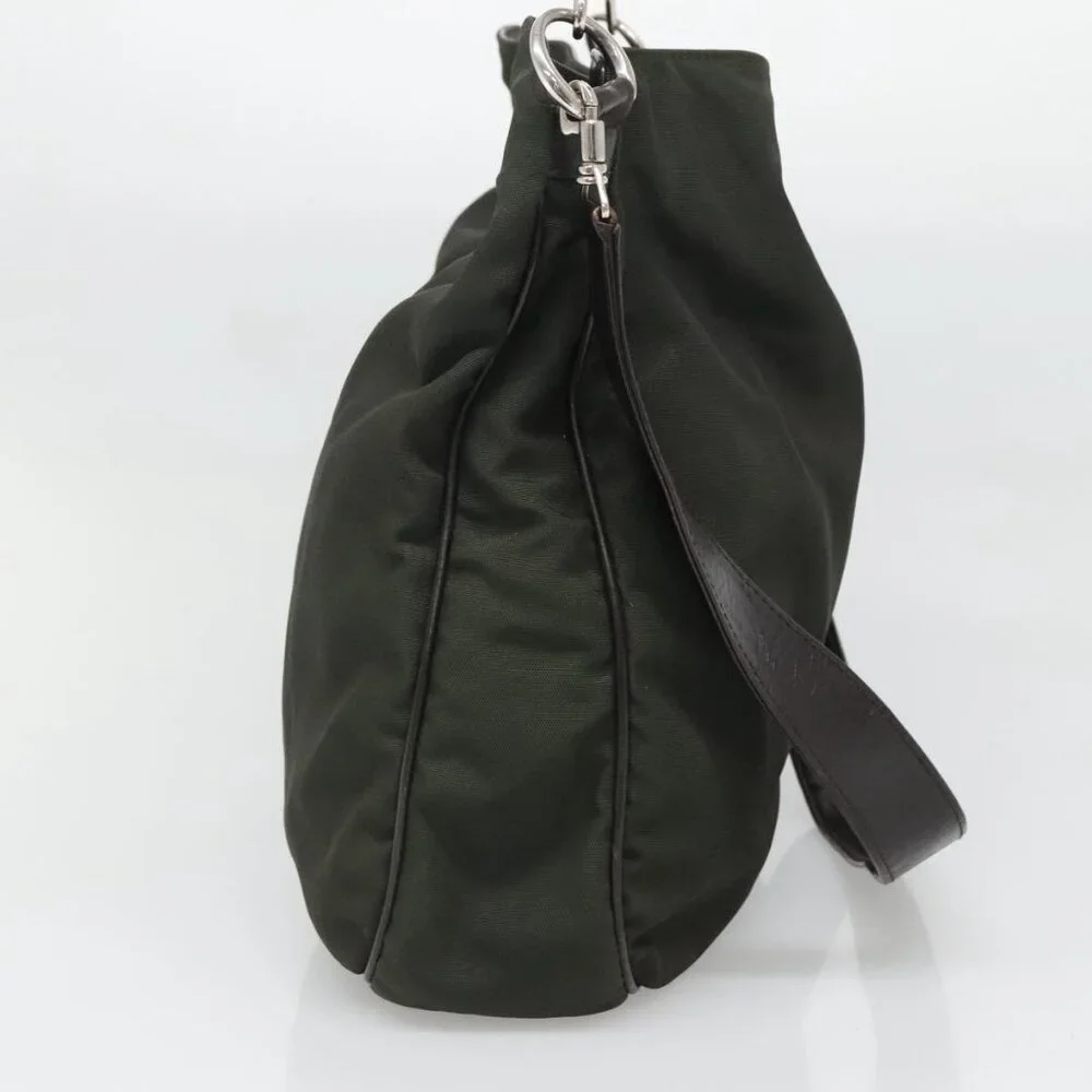 GUCCI Bamboo Hand Bag Nylon 2way Khaki Silver - Picture 10 of 16